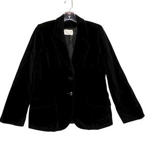 Vtg Lou Rose Charan Sport Velvet Blazer Jacket Black Pockets Santa Barbara Lined